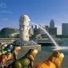 Singapore Merlion Statue and Suntec City Skyline
