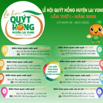 Lễ hội quýt hồng huyện Lai Vung lần thứ I ” Khát vọng vươn lên ” 4 ngày 05-08/01/2023